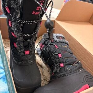 Kamik Kids' Black and Pink Winter Boots